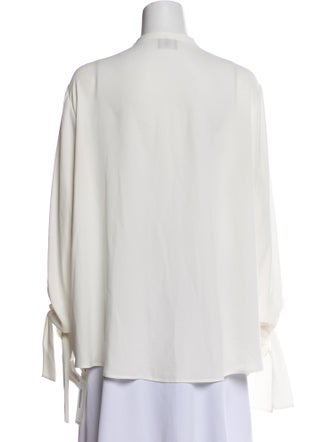 Bogner Mock Neck Long Sleeve Button-Up Top