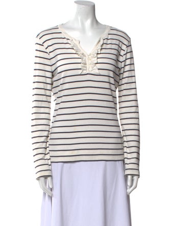 Bogner Striped V-Neck Top