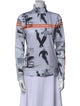 Bogner Printed Mock Neck Button-Up Top