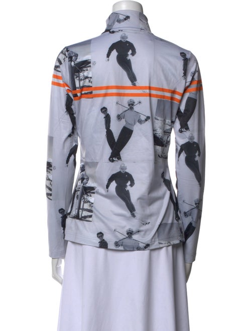 Bogner Printed Mock Neck Button-Up Top