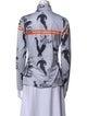 Bogner Printed Mock Neck Button-Up Top