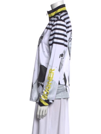 Bogner Printed Mock Neck Button-Up Top