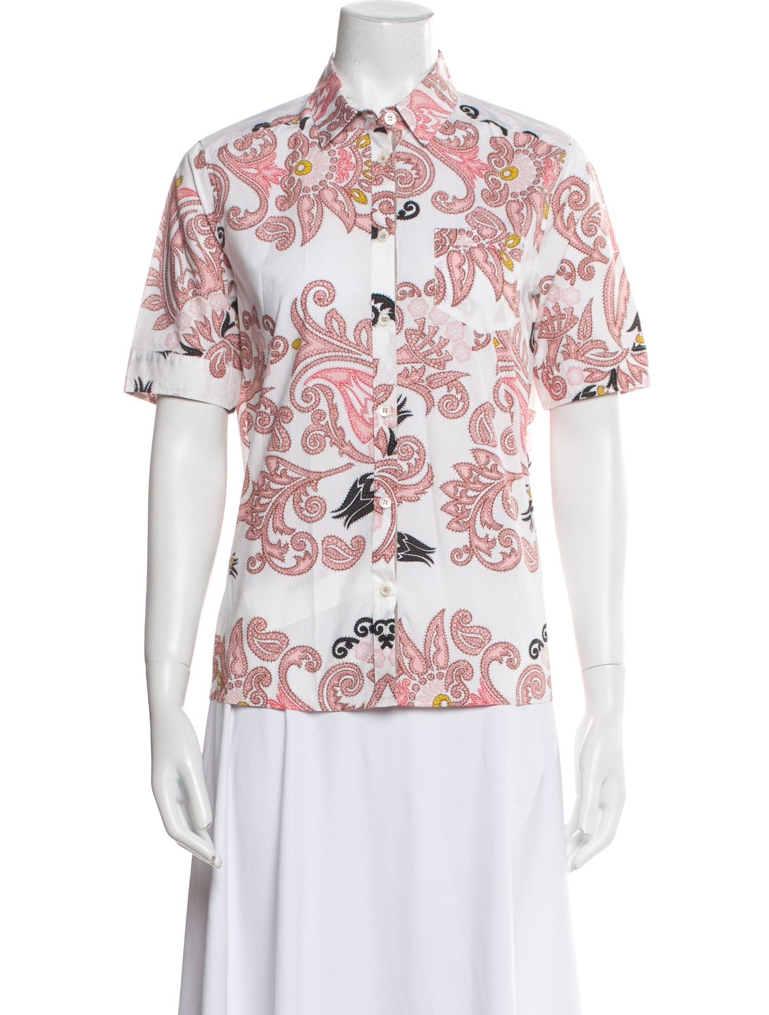 Bogner Printed Short Sleeve Button-Up Top