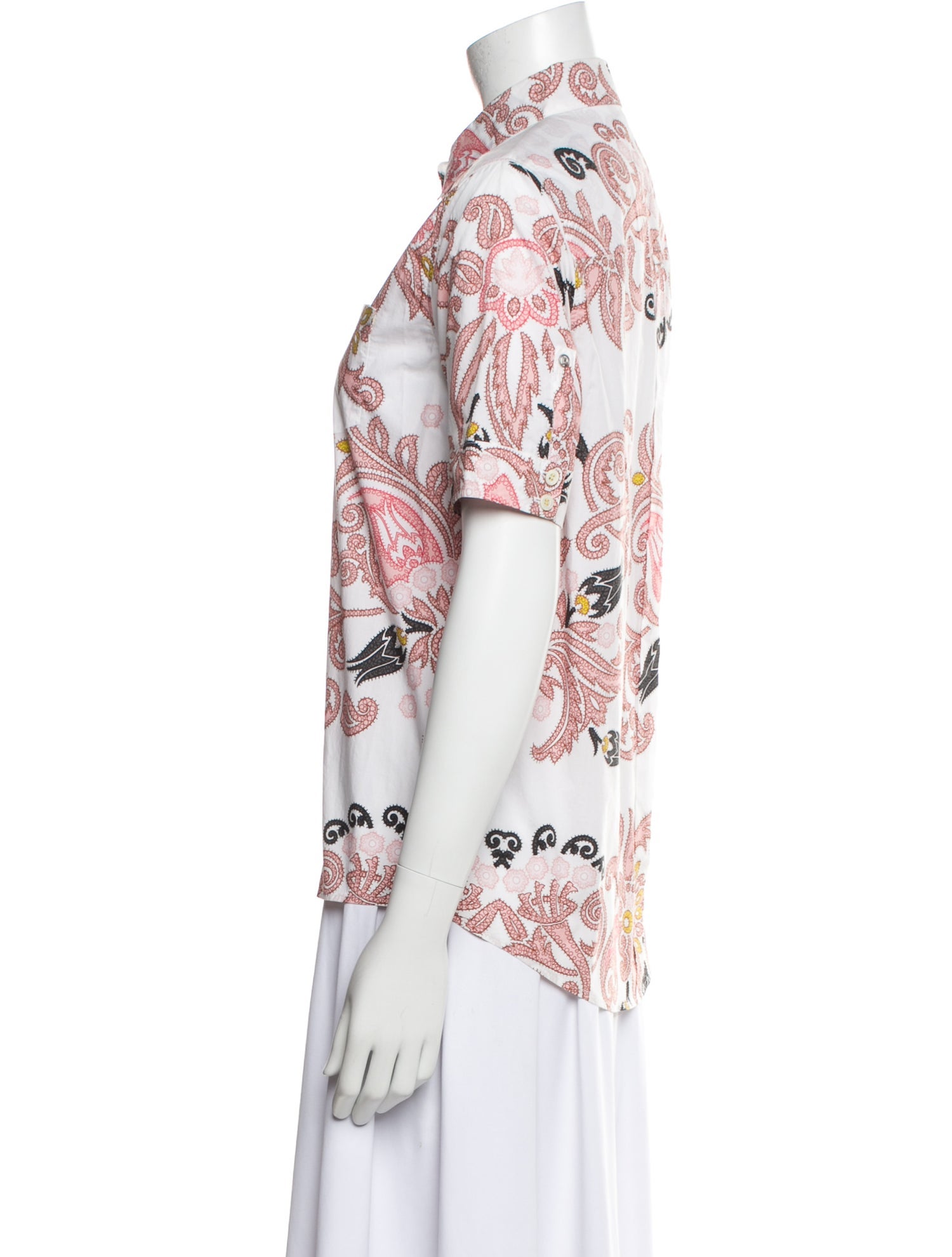 Bogner Printed Short Sleeve Button-Up Top