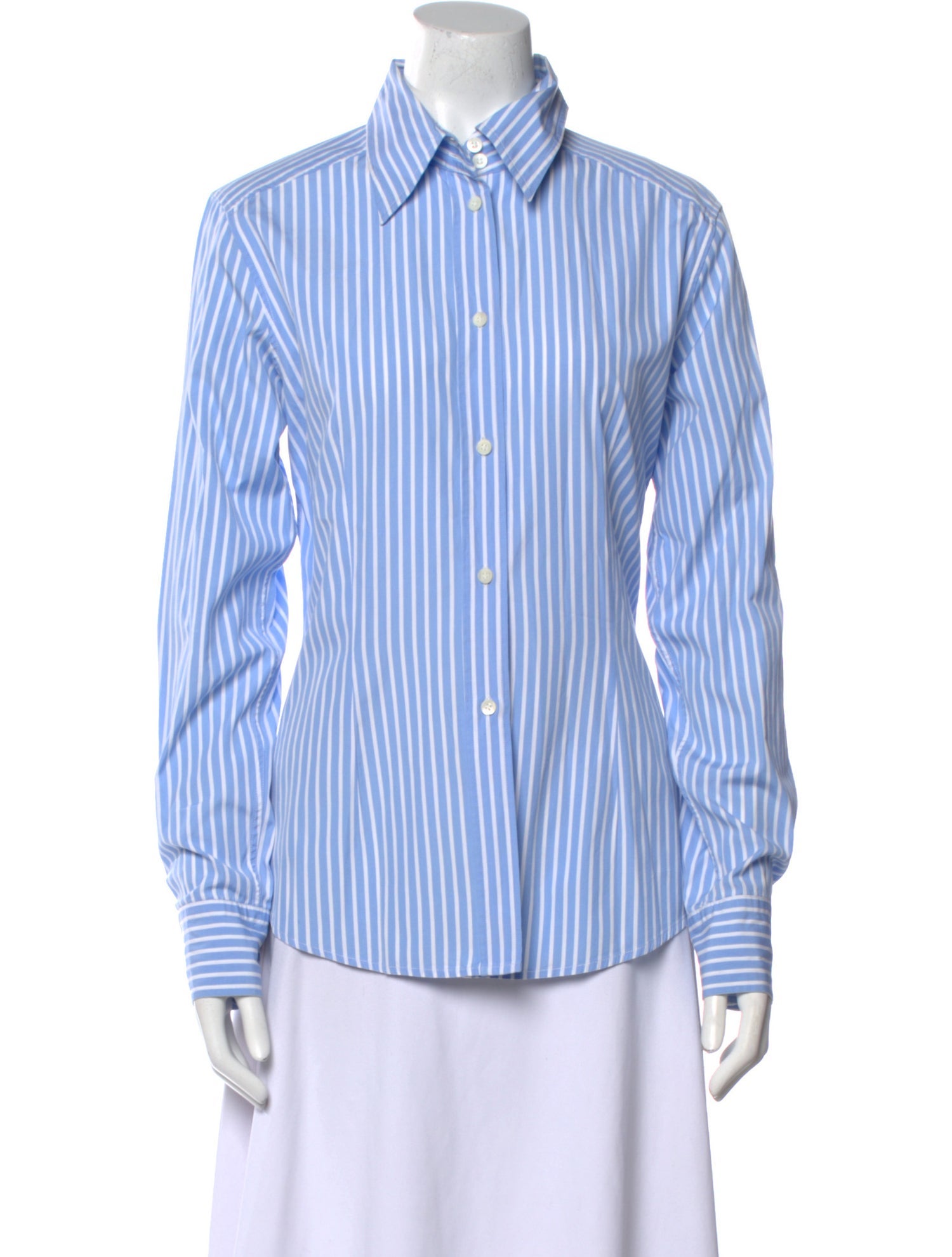 Bogner Striped Long Sleeve Button-Up Top