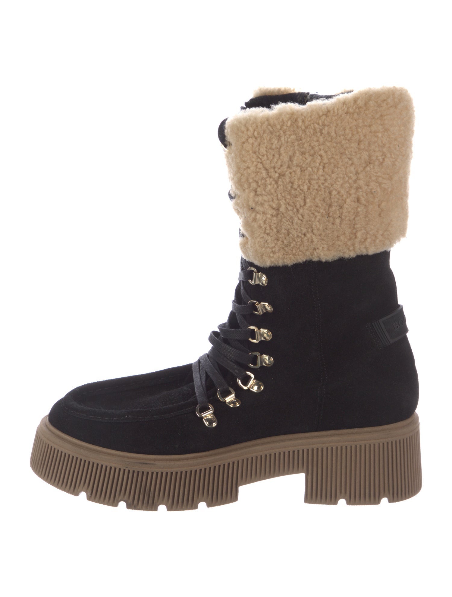 Bogner Suede Colorblock Pattern Combat Boots