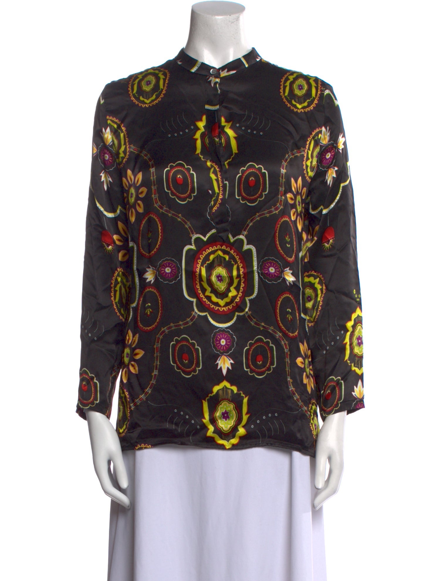 Bogner Silk Printed Button-Up Top