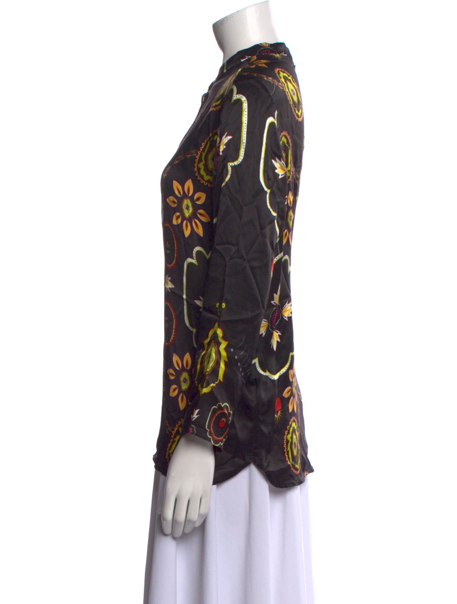 Bogner Silk Printed Button-Up Top