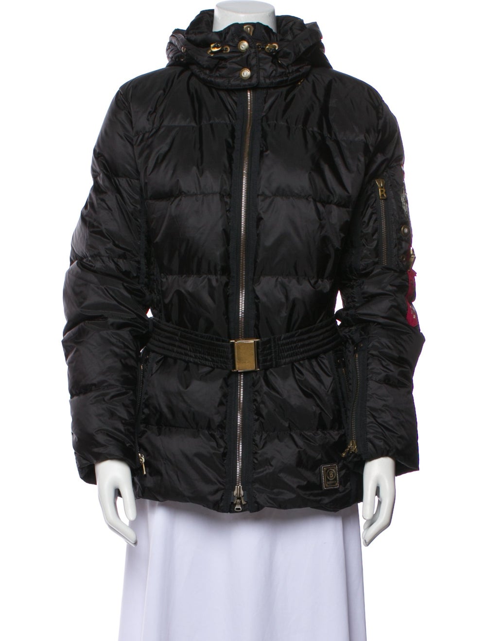 Bogner Down Jacket Black With Hood Embroidered & … - image 1