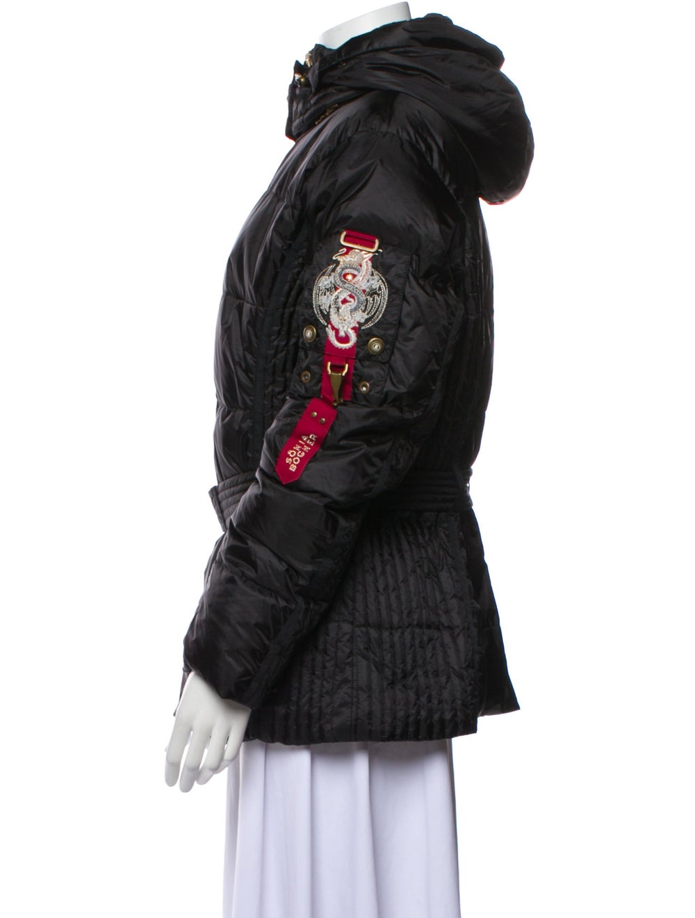 Bogner Down Jacket Black With Hood Embroidered & … - image 2