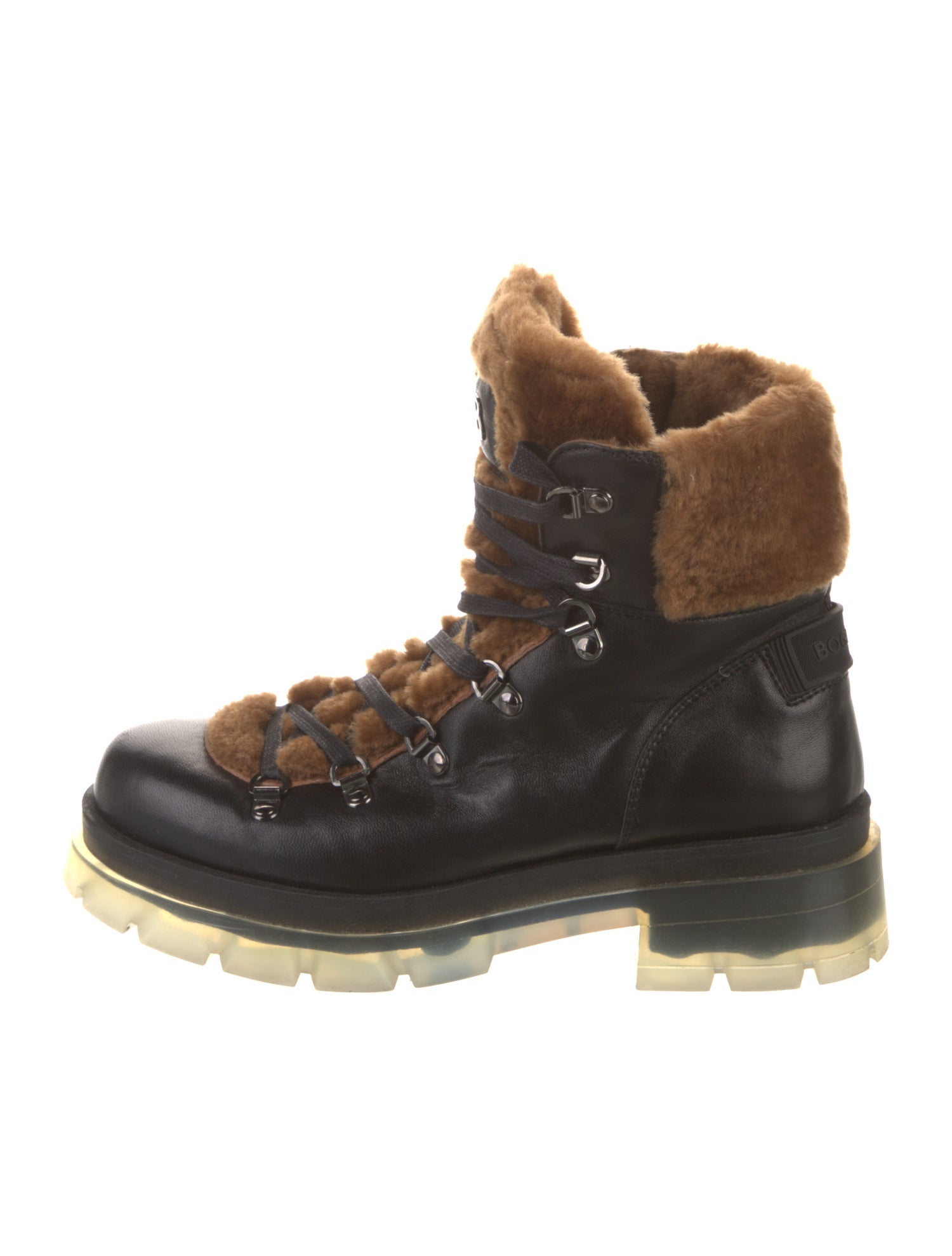 Bogner Leather Colorblock Pattern Combat Boots