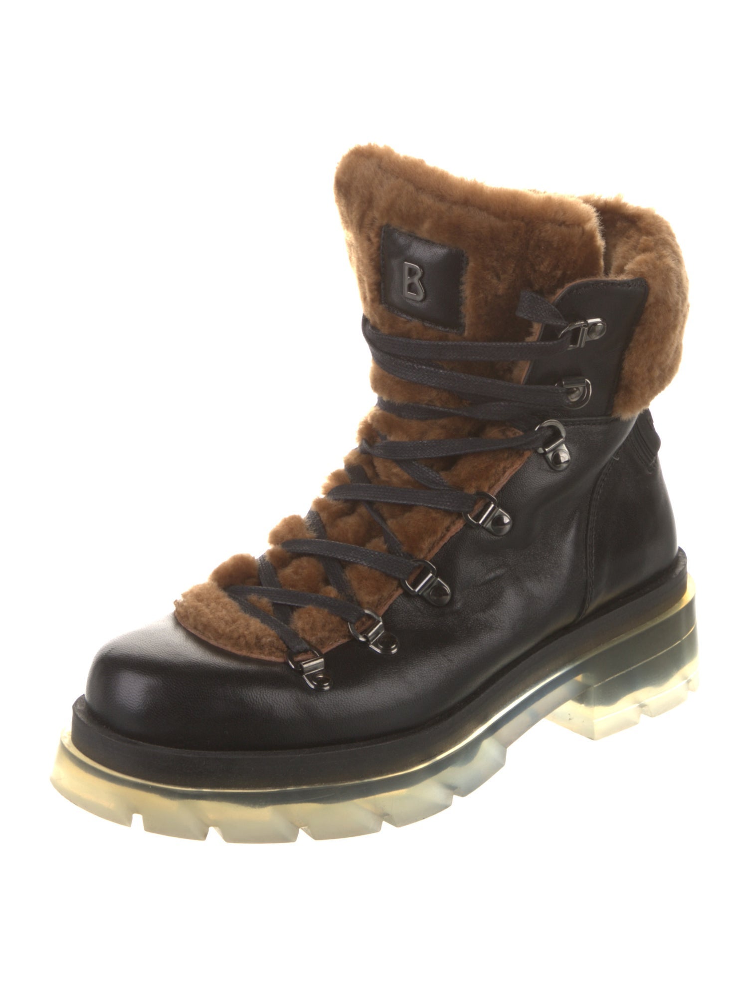 Bogner Leather Colorblock Pattern Combat Boots