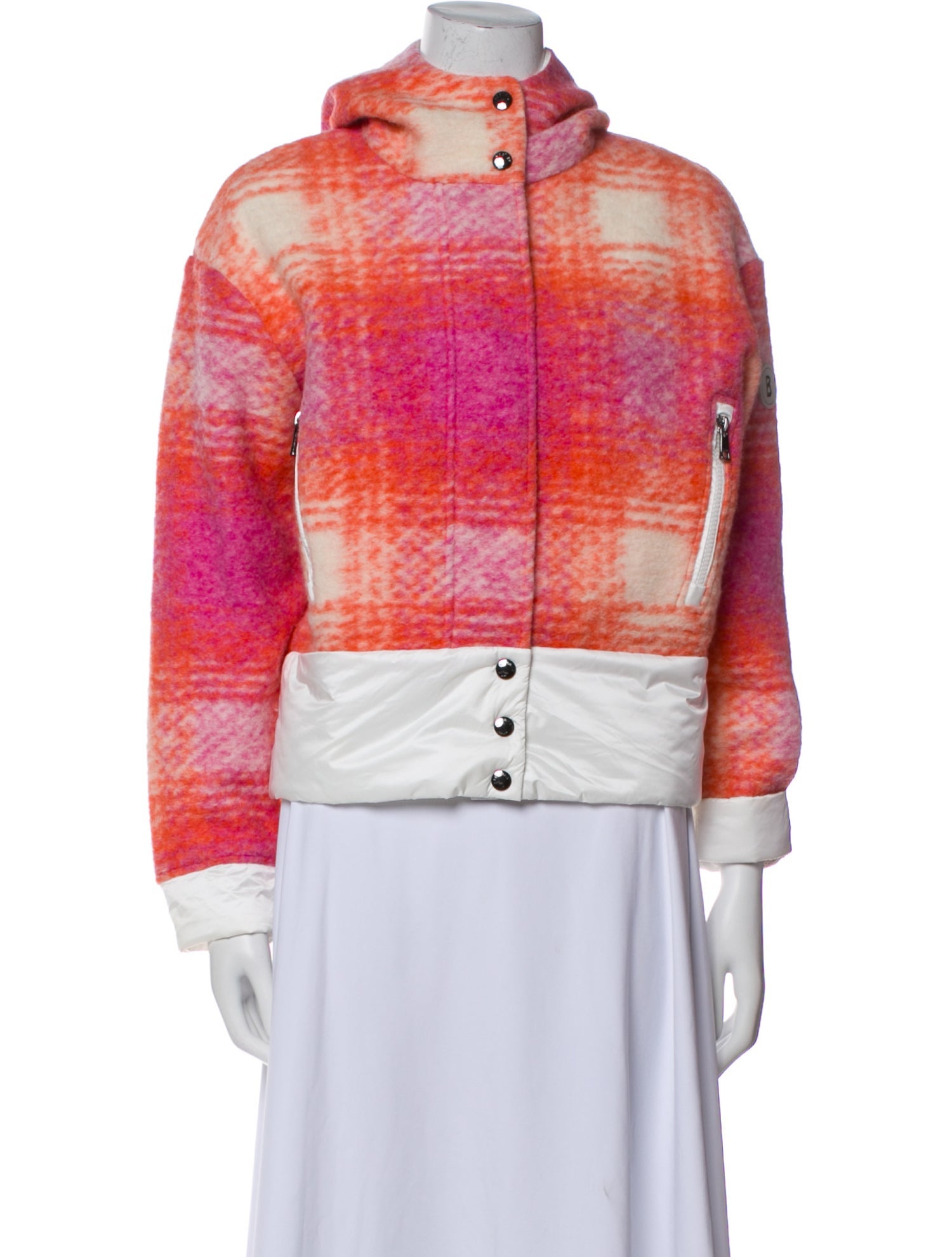 Bogner Wool Plaid Print Jacket