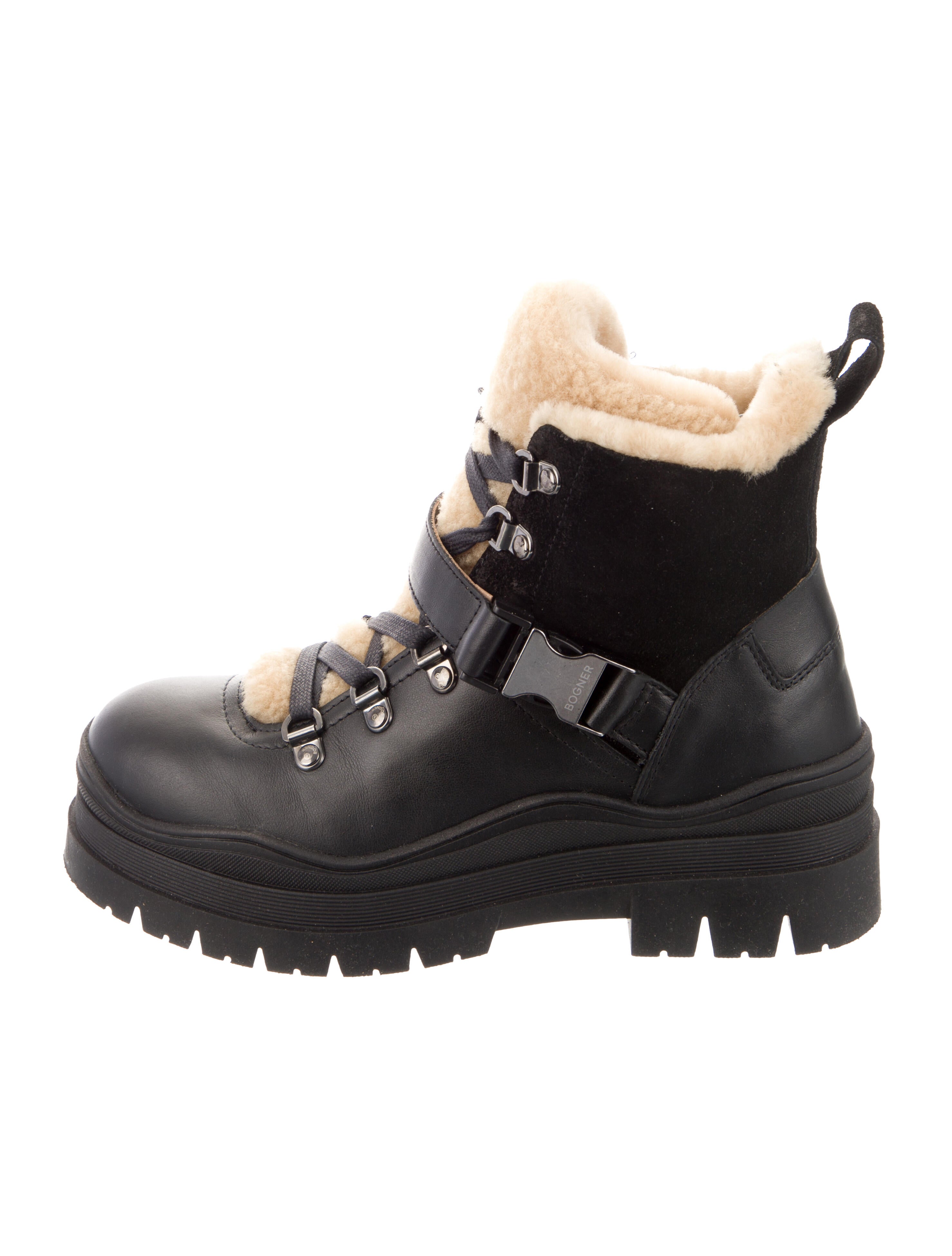 Bogner Leather Colorblock Pattern Combat Boots