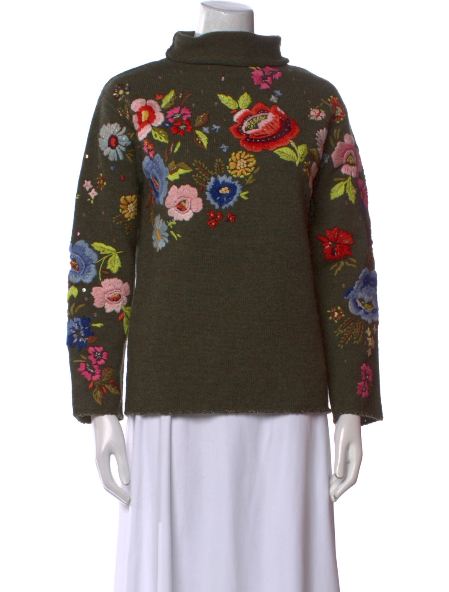 Bogner Virgin Wool Floral Print Sweater
