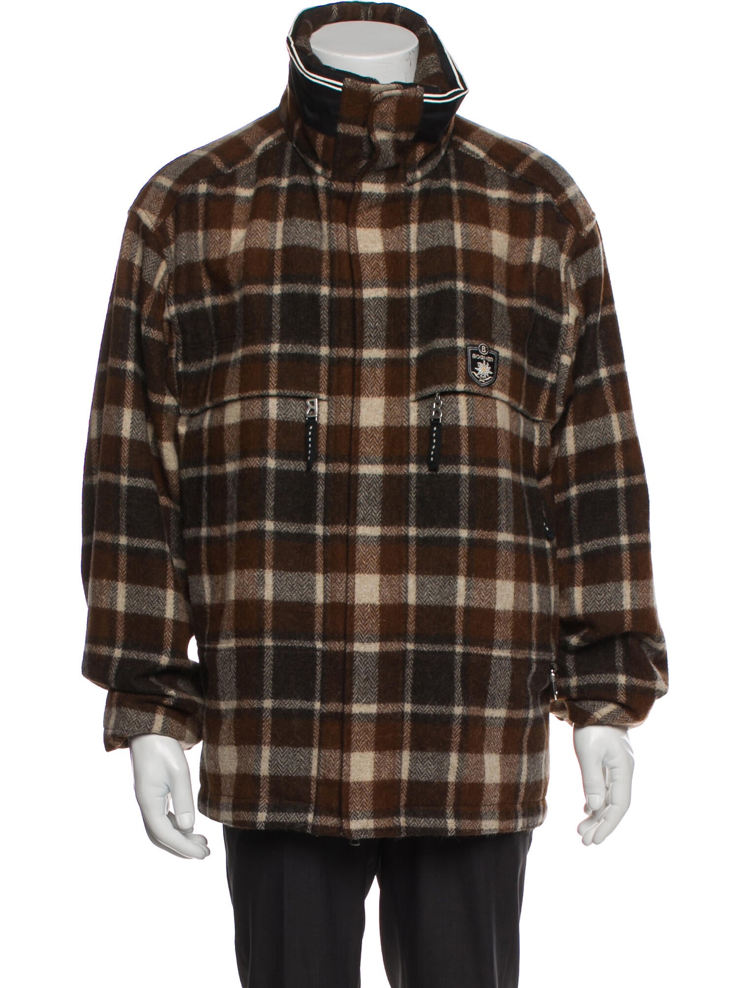 Bogner Wool Plaid Print Parka