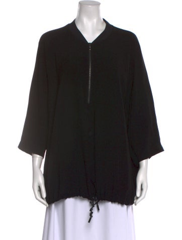 Pre-owned Bogner V-neck Three-quarter Sleeve Top In Black