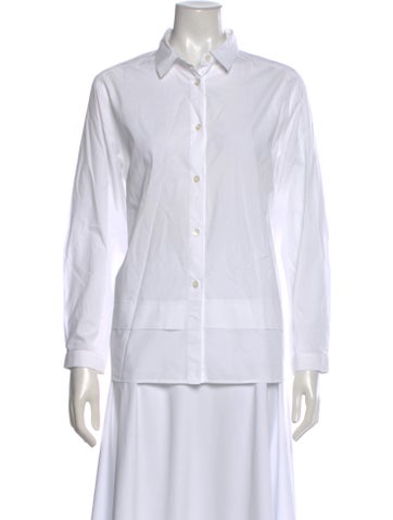 Pre-owned Bogner Long Sleeve Button-up Top In White