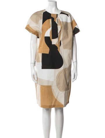 Pre-owned Bogner Colorblock Pattern Knee-length Dress In Brown