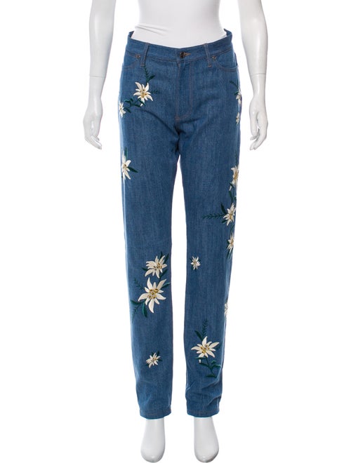 Bally Embroidered High-Rise Jeans blue