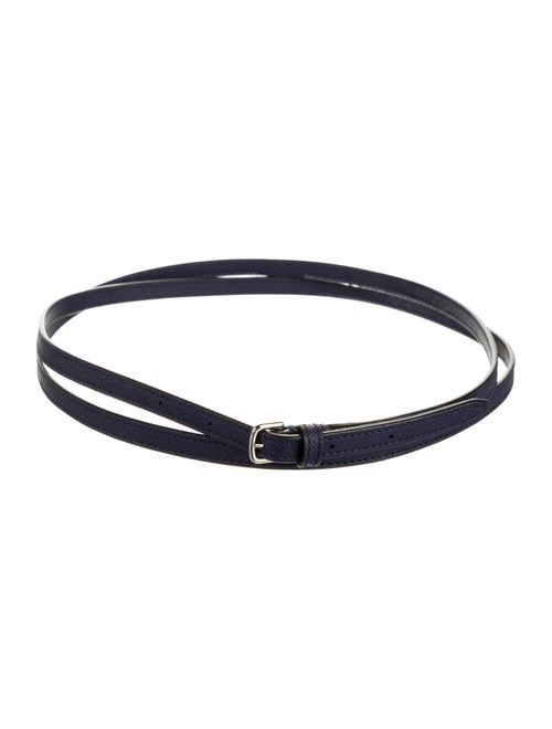 Bally Skinny Leather Belt Navy