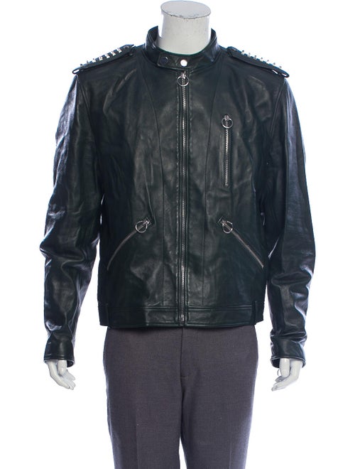 Bally Leather Moto Jacket green