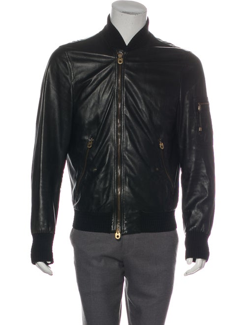 Bally Leather Bomber Jacket black