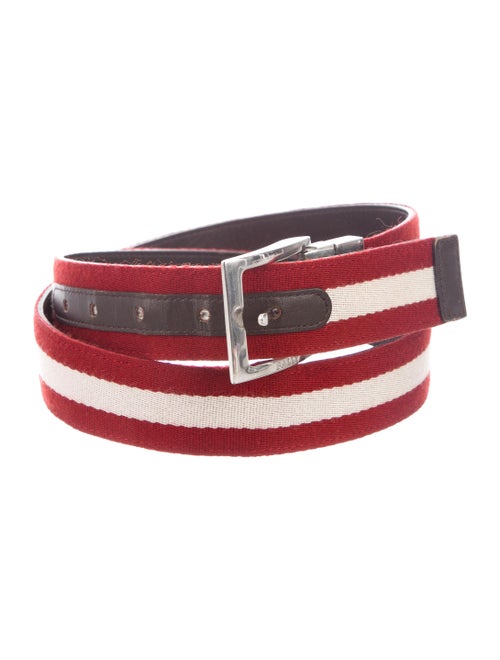 Bally Striped Buckle Belt red