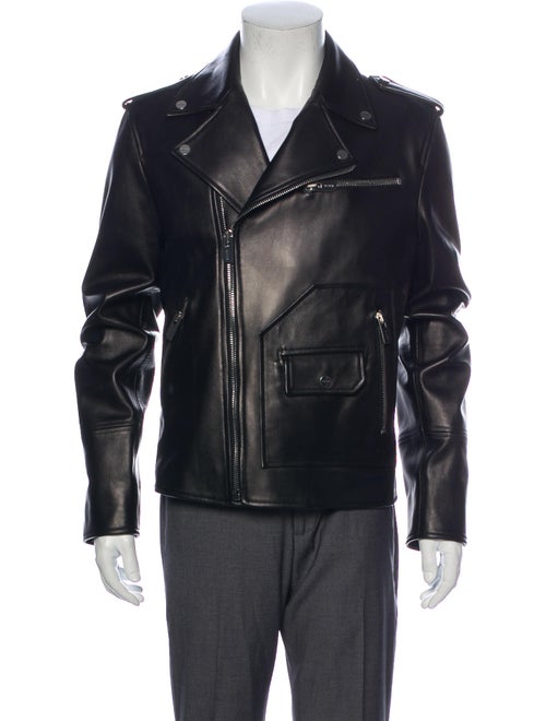 Bally Lamb Leather Moto Jacket Black