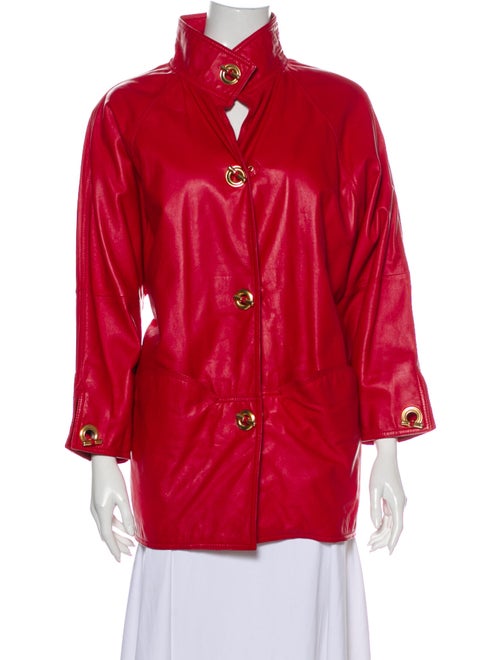 Bally Leather Trench Coat Red