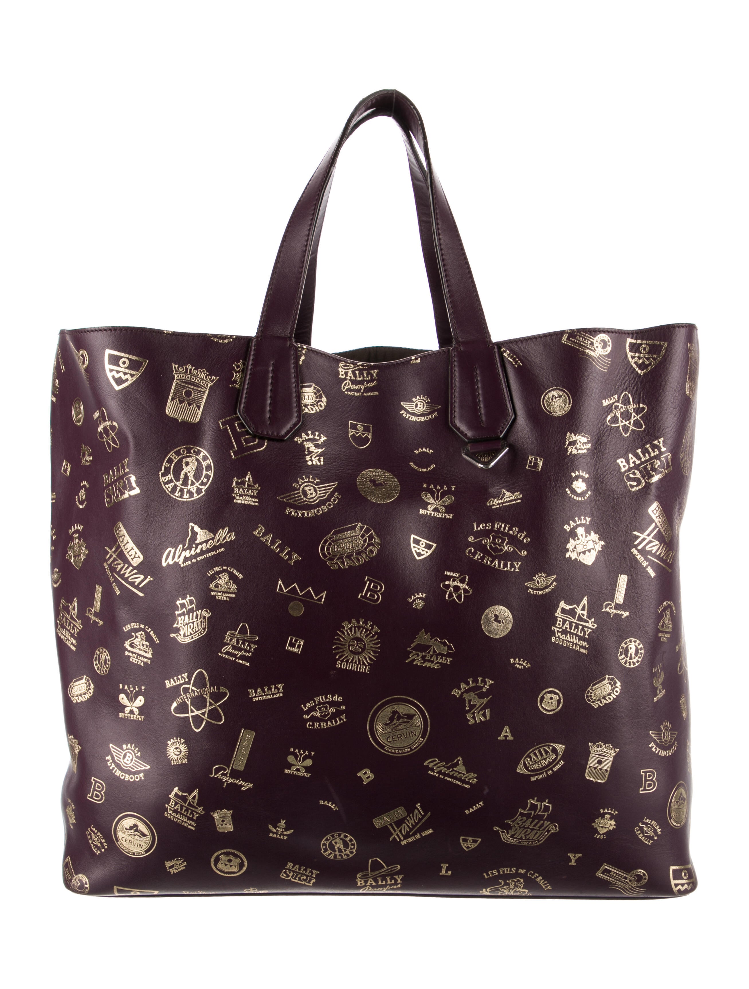 Bally Pattern Leather Tote Bag Burgundy Totes, Bags WB249356 The