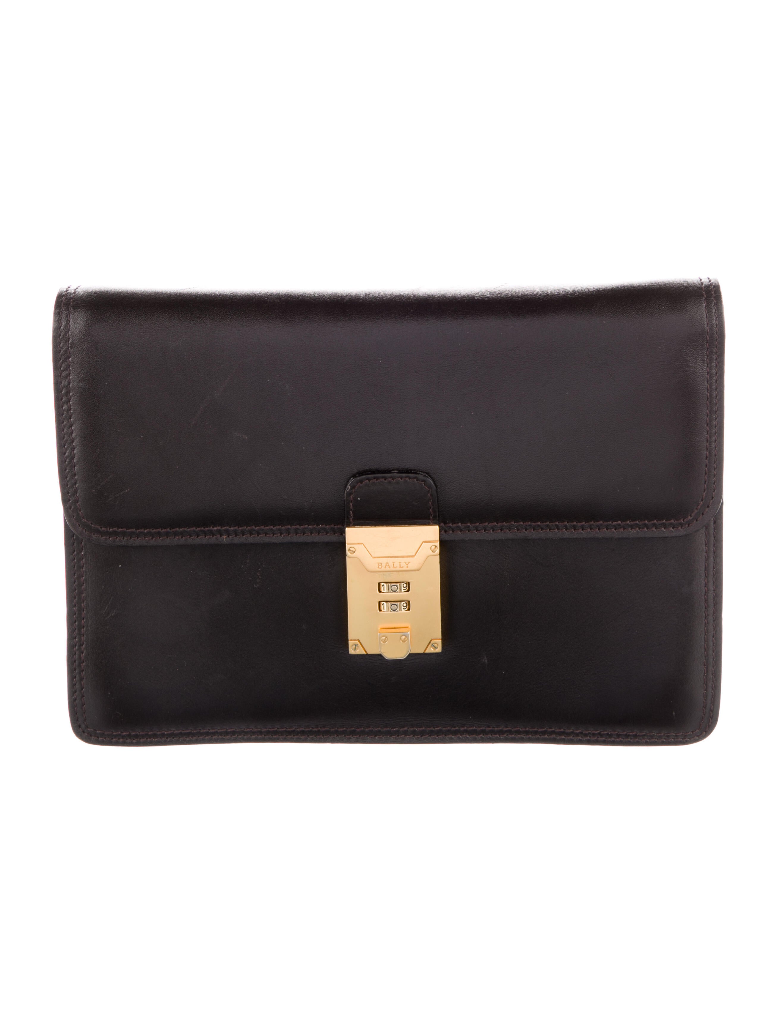 Bally Leather Clutch Bag Brown Clutches, Handbags WB254171 The