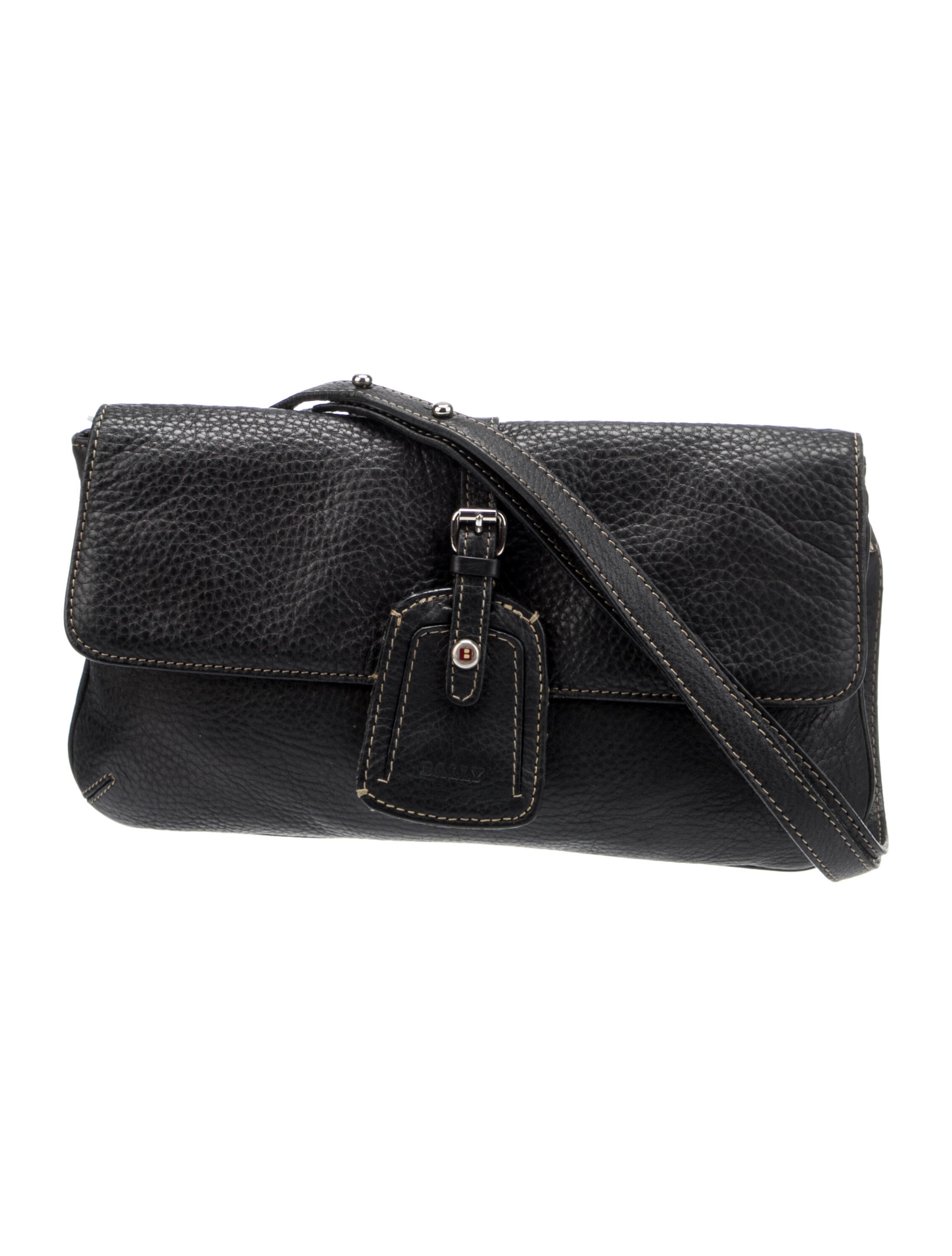 Bally Leather Flap Shoulder Bag Black Shoulder Bags, Handbags