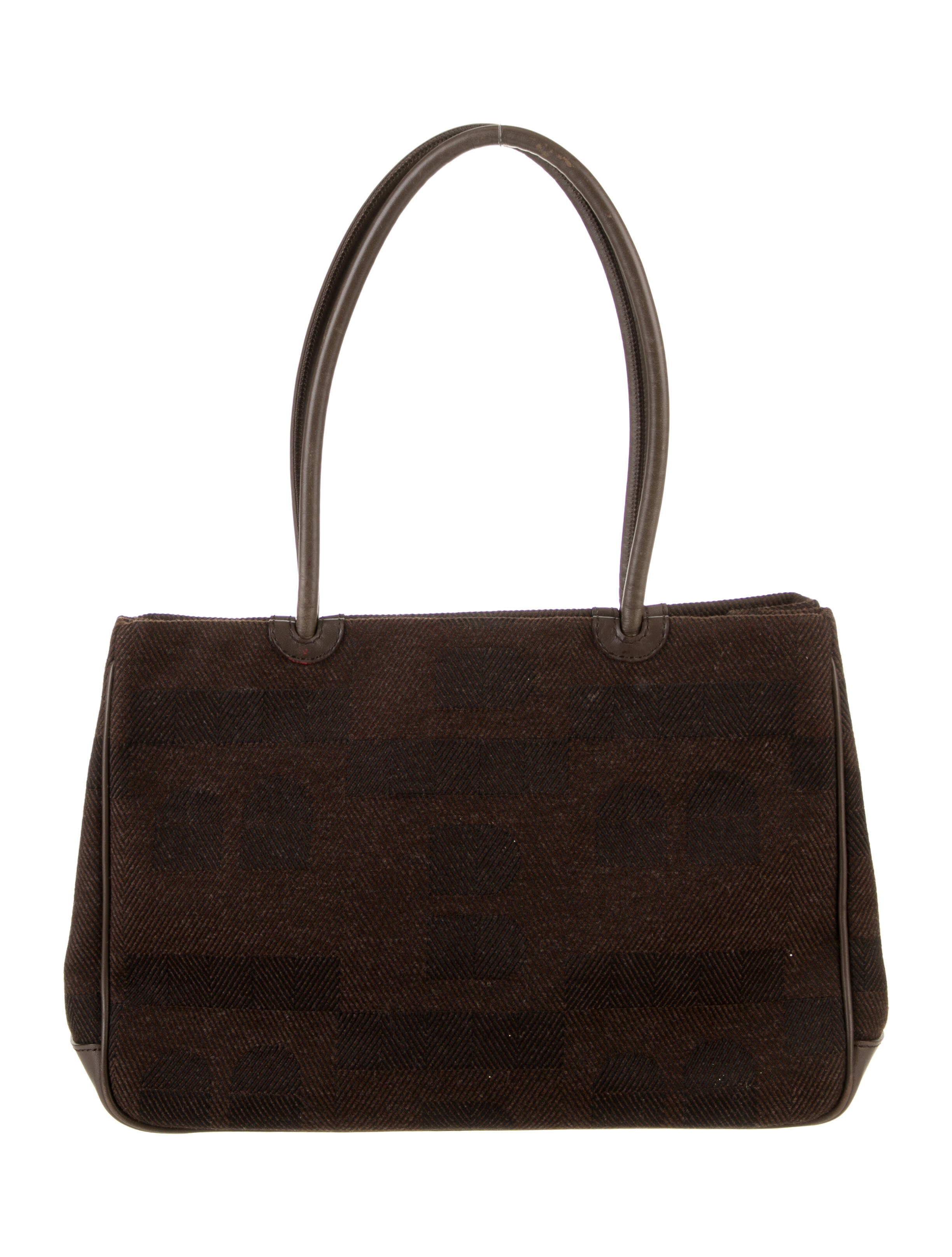 Bally Leather Trim Canvas Tote Bag Brown Totes, Handbags WB257132