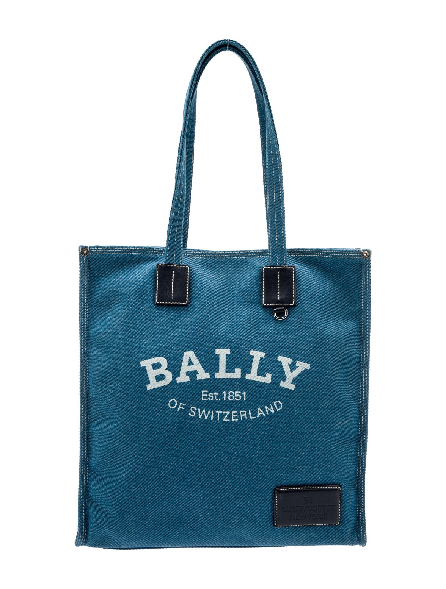 Bally Canvas LeatherTrimmed Tote Blue Totes, Handbags WB260170