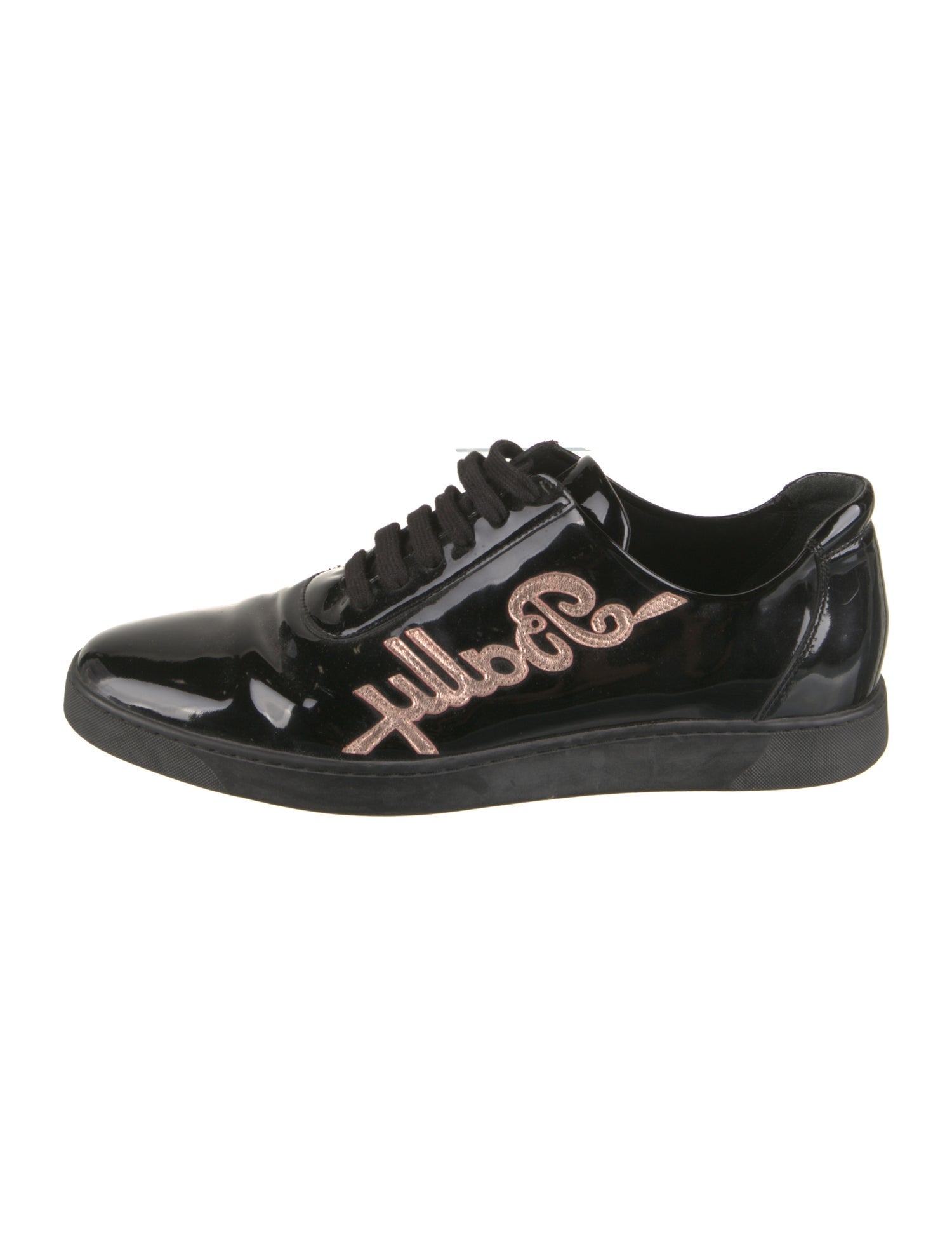 Bally Patent Leather Printed Sneakers Black Sneakers Shoes