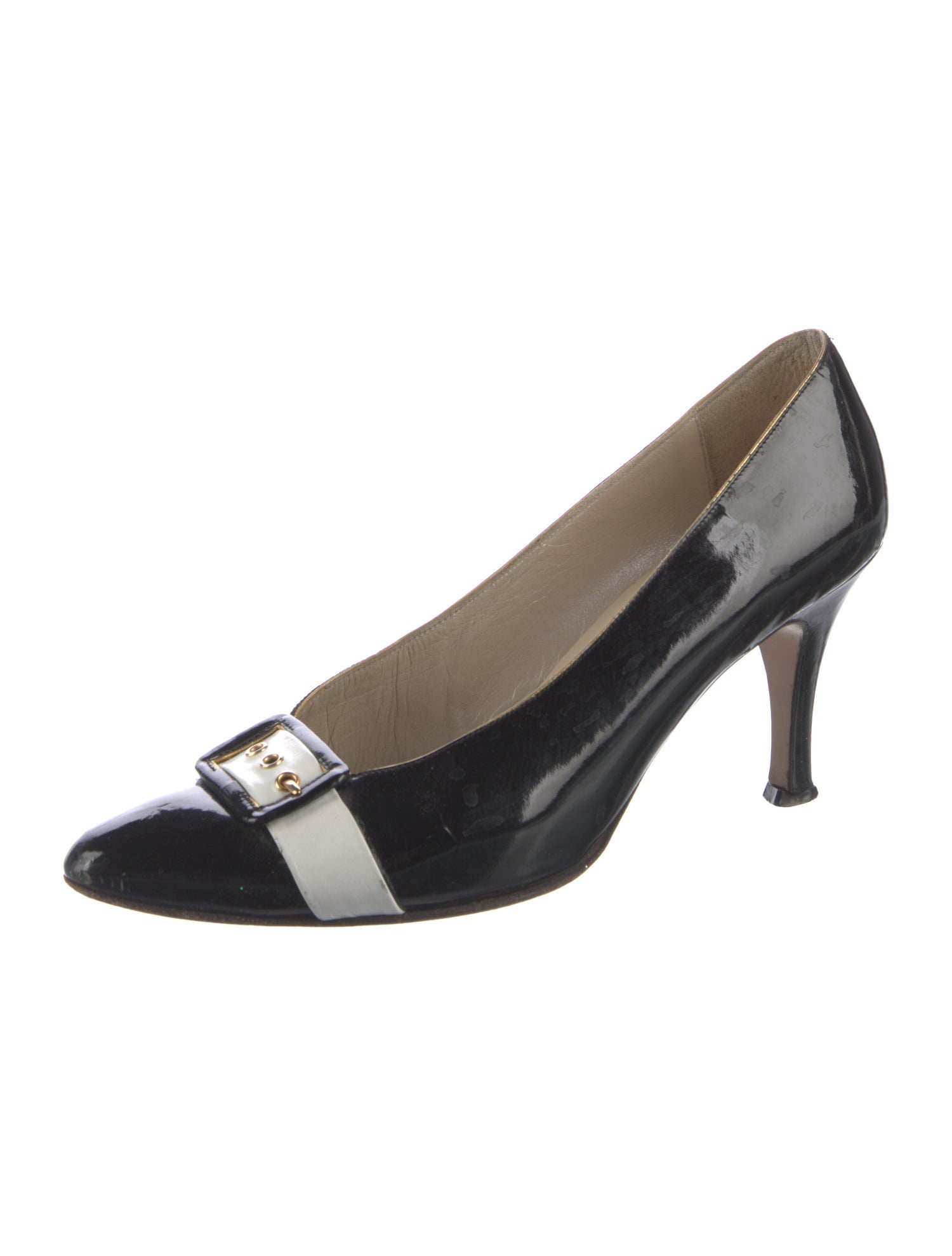 Bally Patent Leather Colorblock Pattern Pumps