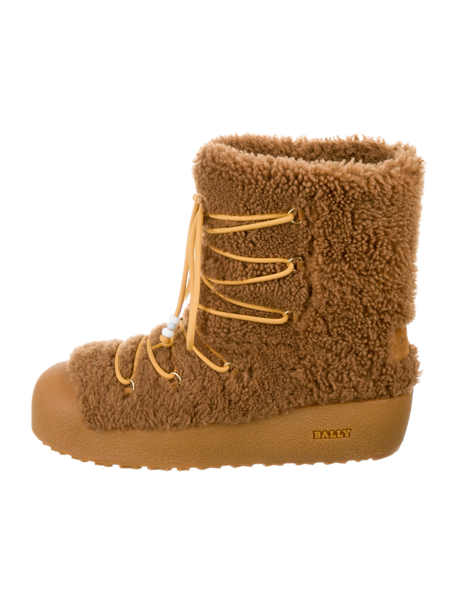 Bally Shearling Faux Fur Trim Lace-Up Boots