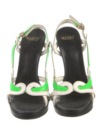 Bally Leather Colorblock Pattern Slingback Sandals