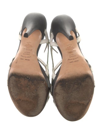 Bally Leather Colorblock Pattern Slingback Sandals