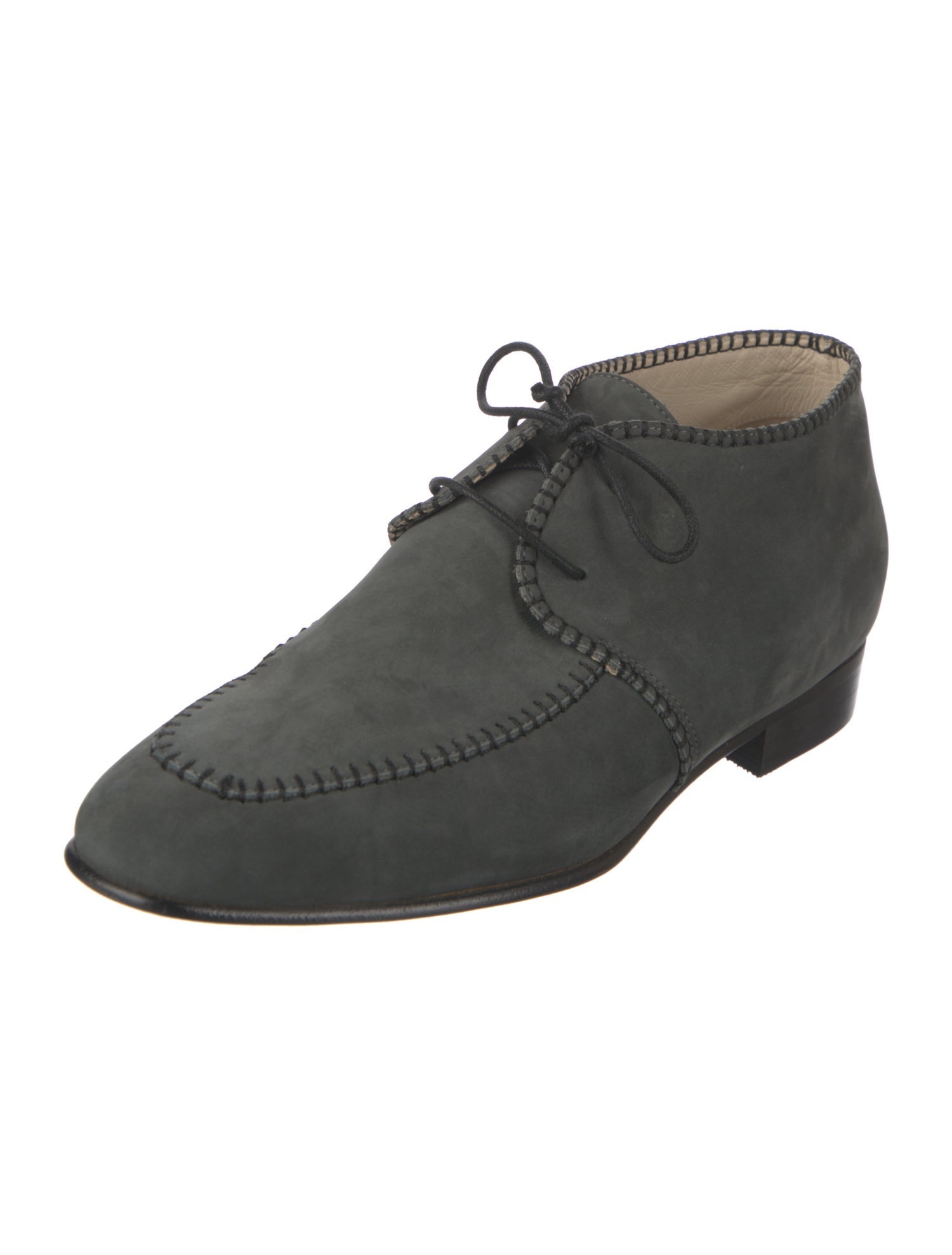 Bally Suede Whipstitch Trim Derby Shoes