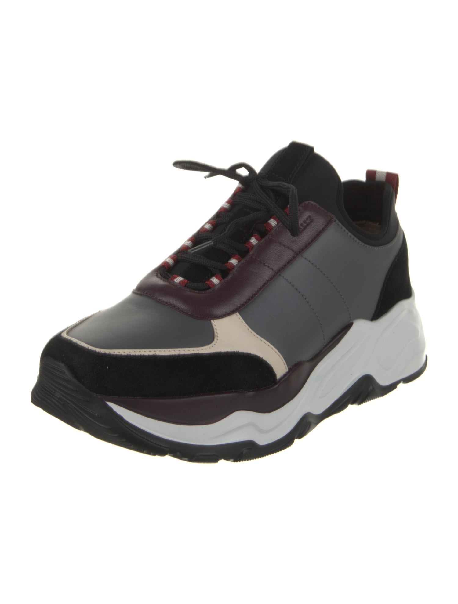 Bally Leather Colorblock Pattern Sneakers