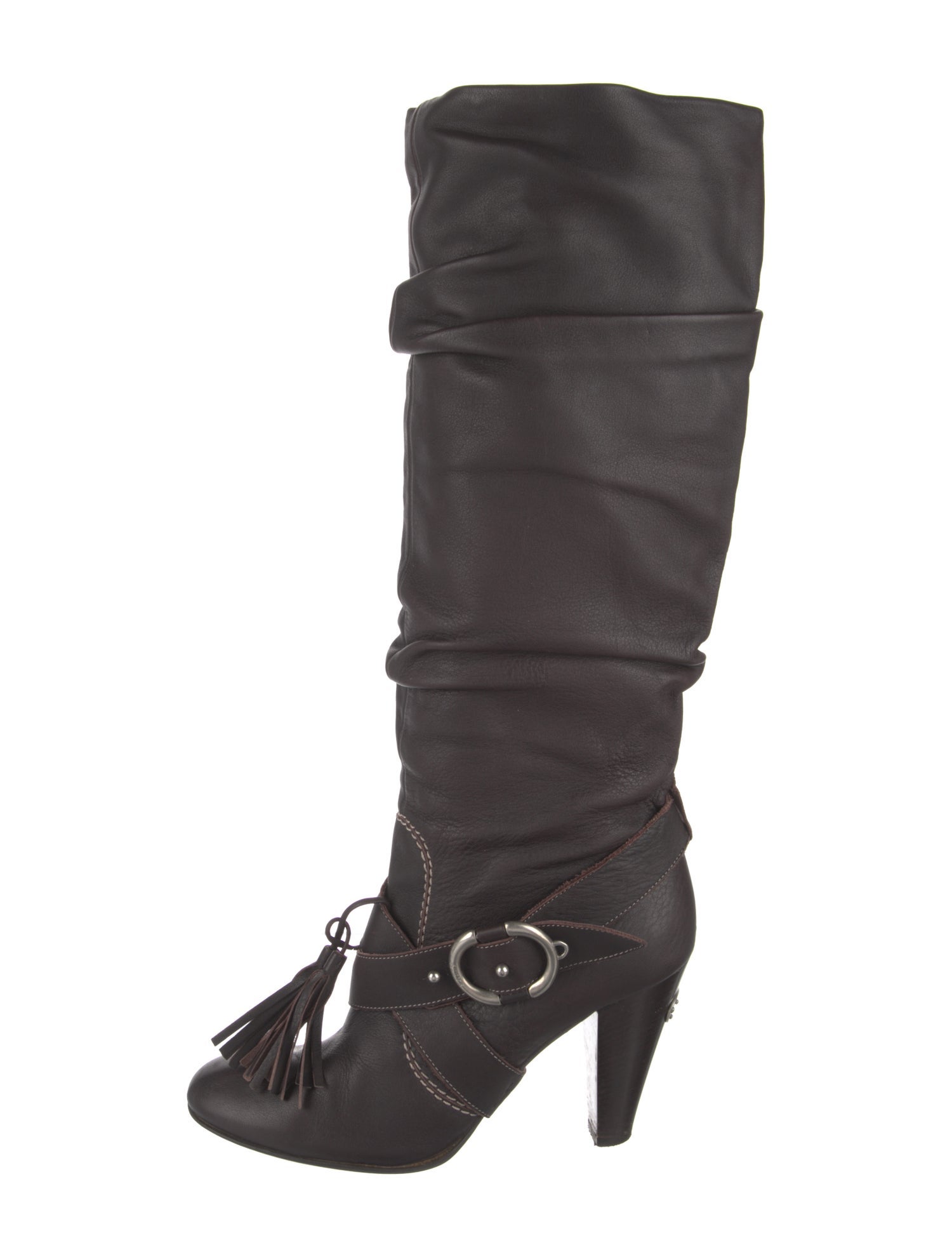 Bally Leather Pleated Accents Lace-Up Boots