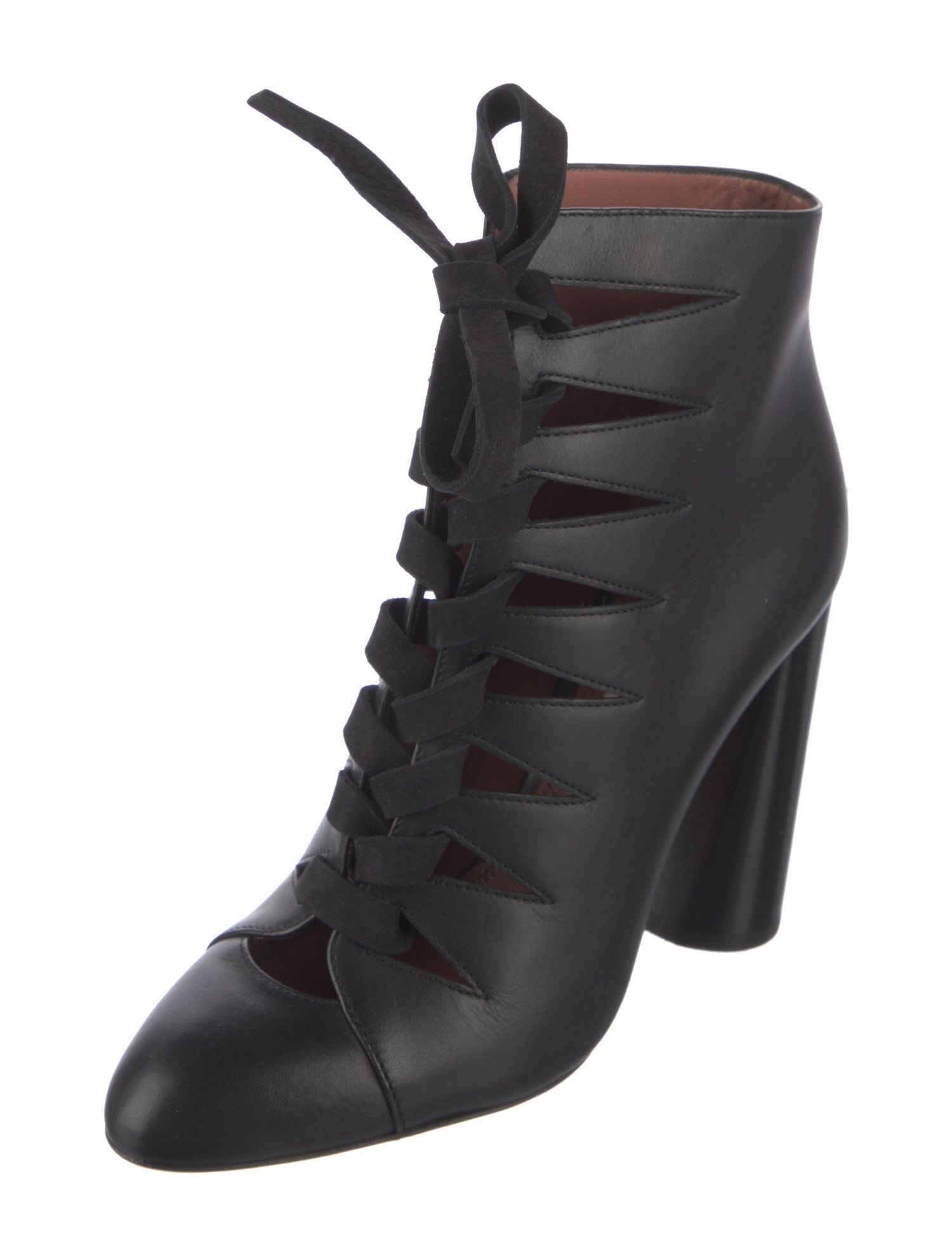 Bally Leather Cutout Accent Lace-Up Boots