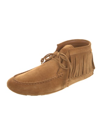 Bally Suede Fringe Trim Accent Moccasins
