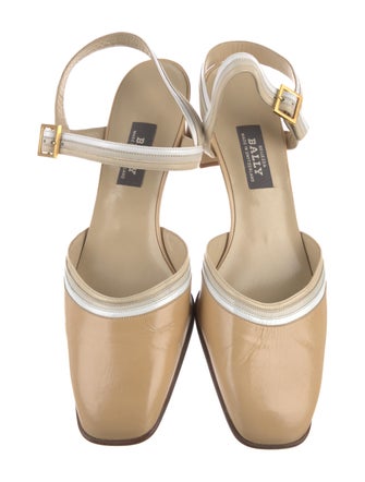 Bally Leather Colorblock Pattern Slingback Pumps