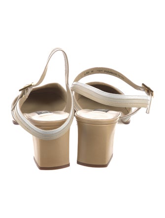 Bally Leather Colorblock Pattern Slingback Pumps