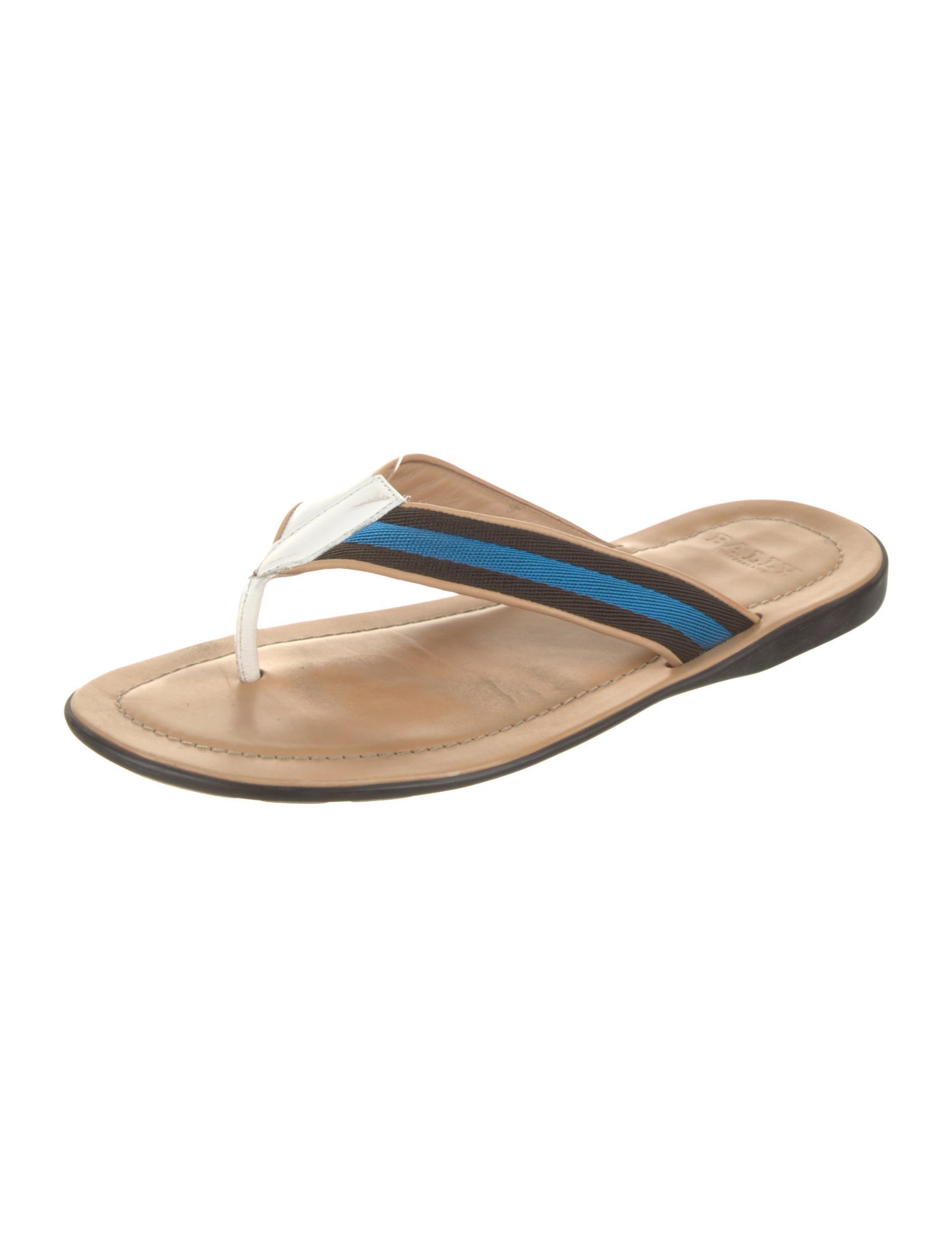 Bally Leather Striped Flip Flops