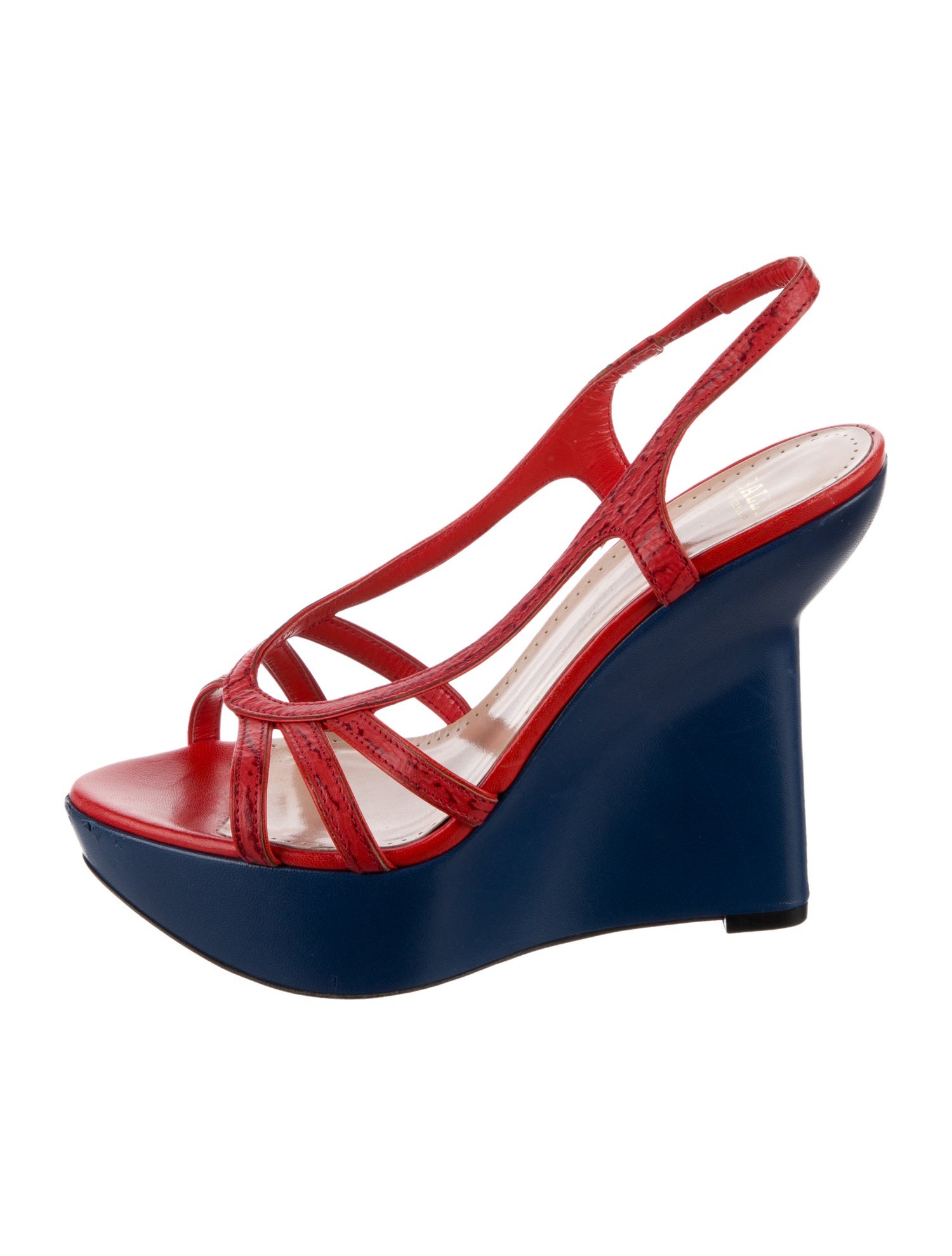 Bally Leather Colorblock Pattern Slingback Sandals