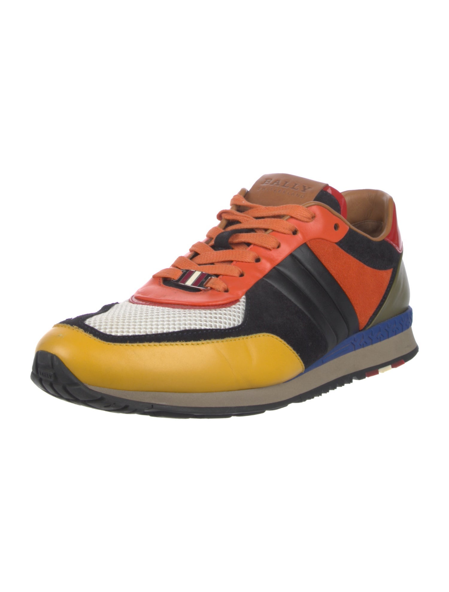 Bally Leather Colorblock Pattern Sneakers